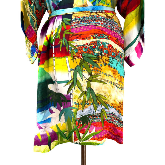 Robert Graham Silk-Blend Jamie Collage Floral Print Kimono or Houserobe L-XL - Picture 11 of 14